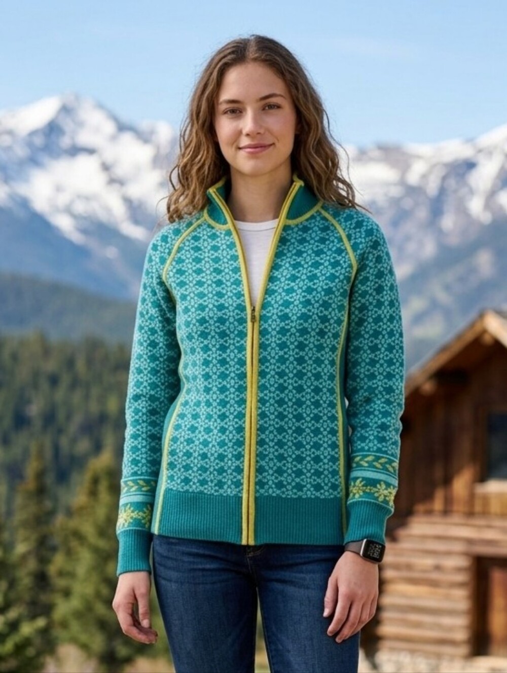 Cabela's Women's Quiet Luxury Nordic Teal Merino Wool Blend Cardigan Size Large